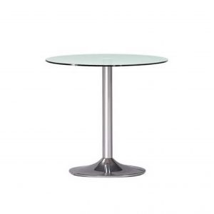 Mesa circular de cristal con base metálica