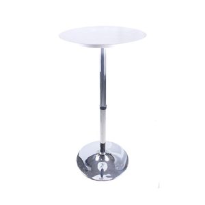 Mesa alta circular con base metálica